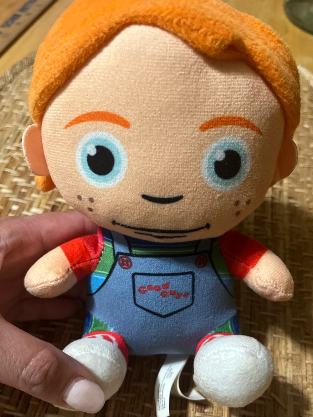 Cute Orange-Haired Plush Doll in Blue Overalls